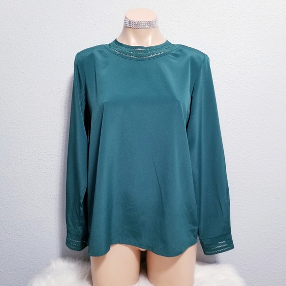 Vintage Tops - Vintage 80's retro green glam career button shirt top blouse 6